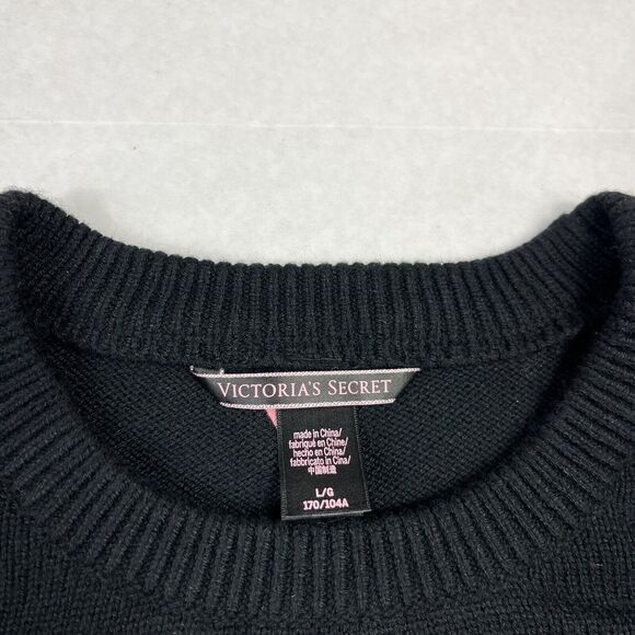 Victorias Secret Y2K Tease Graphic Print Sweater Black Lounge Comfort Pullover - Picture 4 of 10
